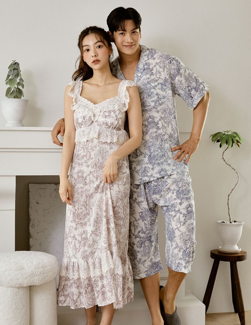 생루이 민소매 원피스 신혼부부 커플잠옷 2colors (캡내장)